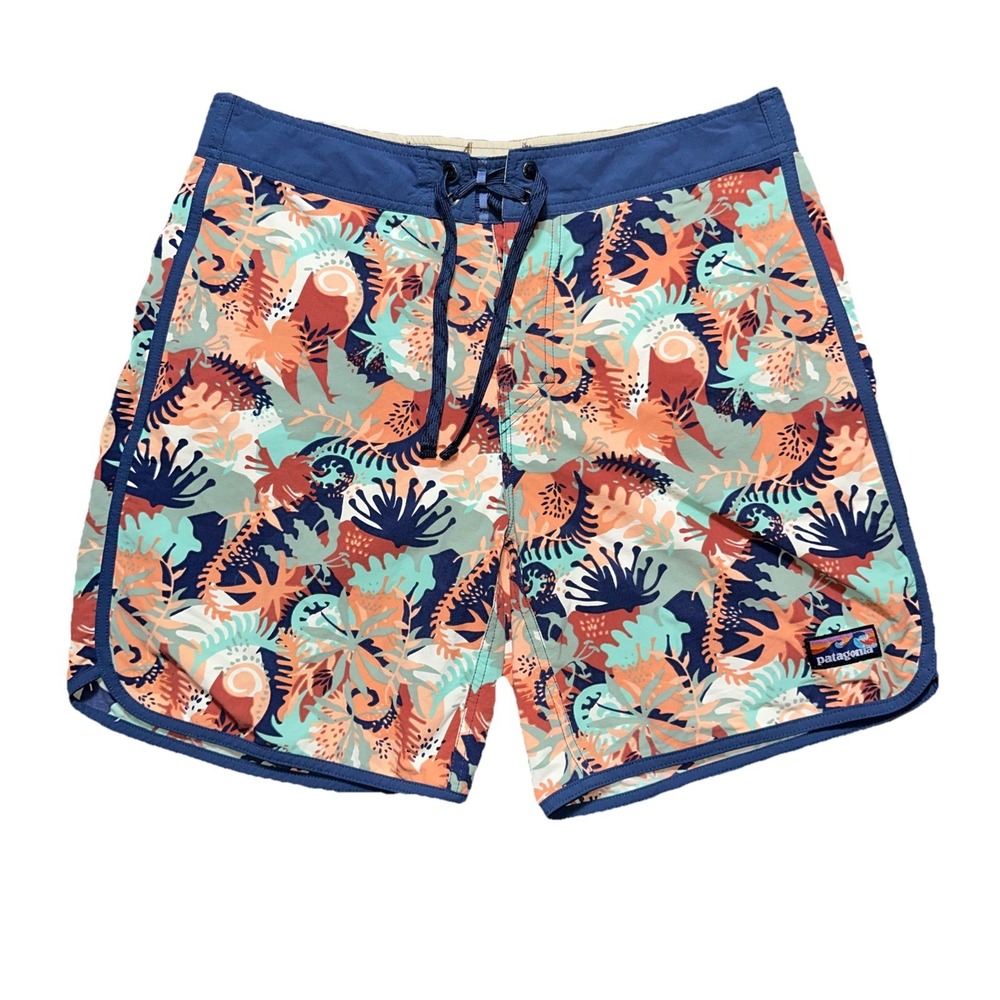 Patagonia Men's Board Shorts Stretch Wild Waratah Celadon Size 33‎ 7.5" Inseam